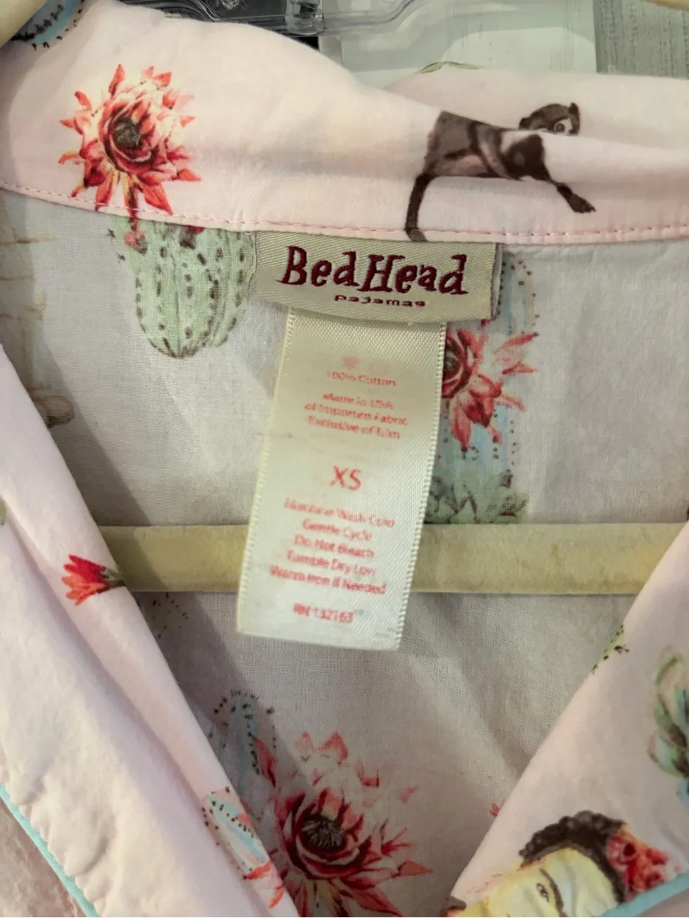 Bed Head Pajama Set Womens XS Long Sleeve Monkey Succulent Cotton